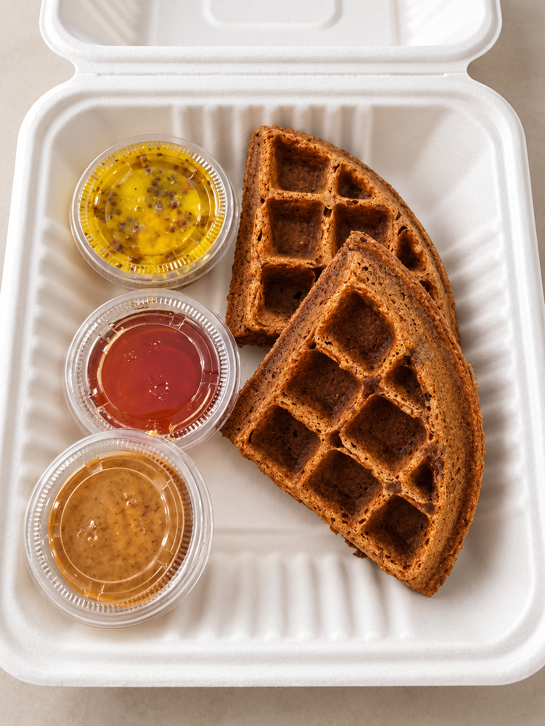 Waffles saludables para niños con salsas