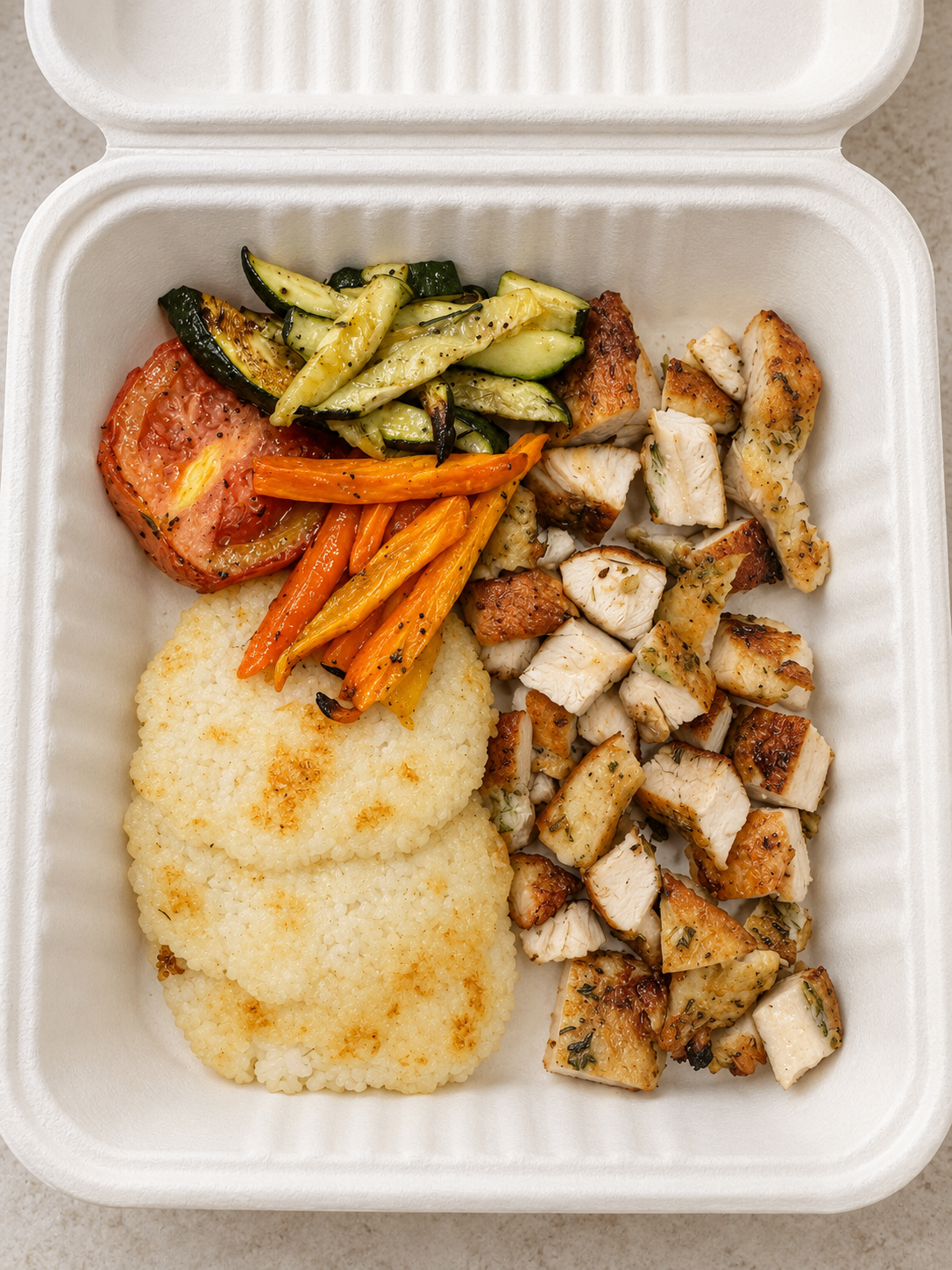Couscous con pollo y vegetales para niños